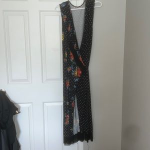 Blue and floral tank top wrap midi dress ASOS size 16